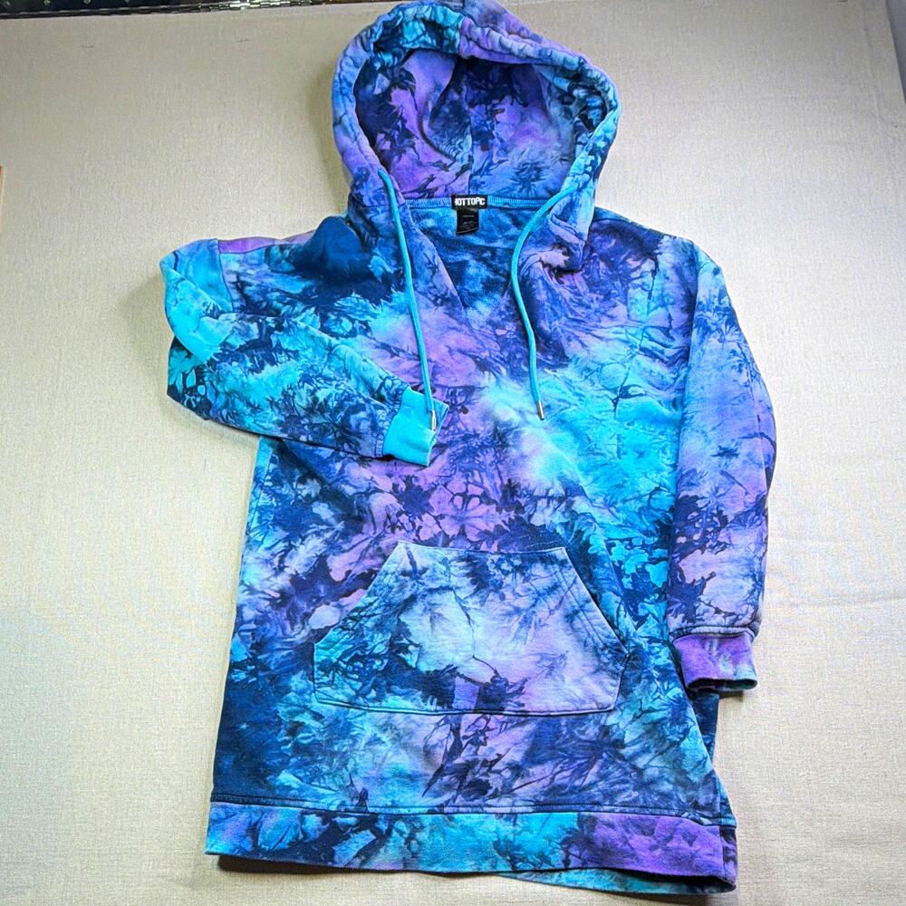 Hot Topic Womens Tie-Dye Pullover Hoodie - Size S - Purple/Blue Fleece